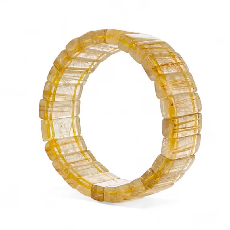 湛金店 收藏級鈦晶手排 耀眼如金 天然水晶手鍊