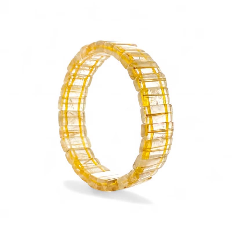 湛金店 收藏級鈦晶手排 耀眼如金 天然水晶手鍊