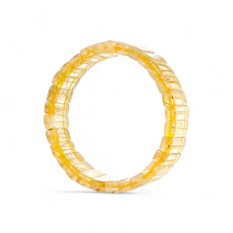 湛金店 收藏級鈦晶手排 耀眼如金 天然水晶手鍊