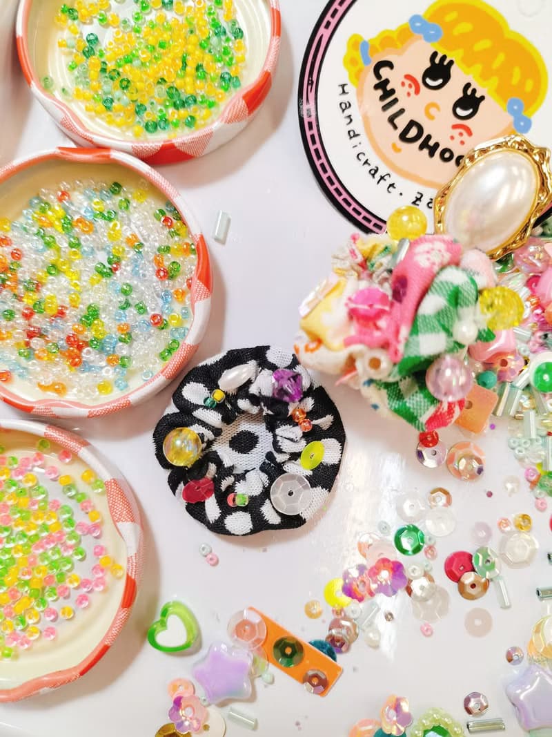 拼布刺繡泡泡球耳環/耳飾