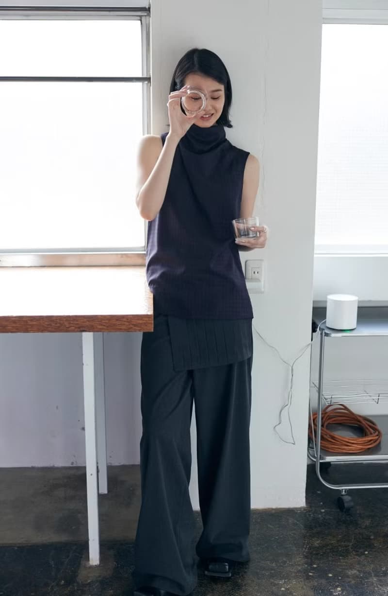 日系復古 百褶搭片裙褲 直筒長褲