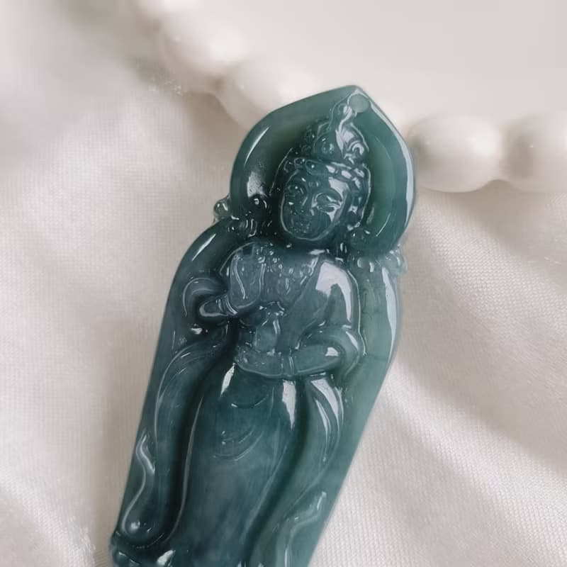 危藍站姿觀音 | 天然A貨翡翠