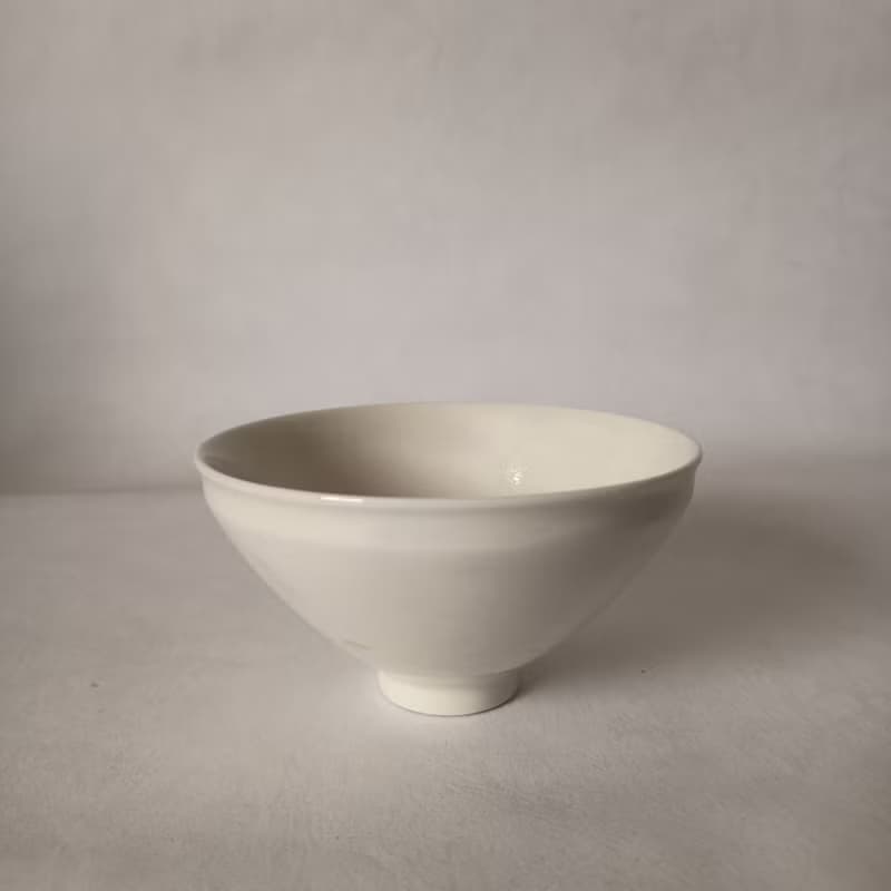 天目茶碗白釉瓷胎