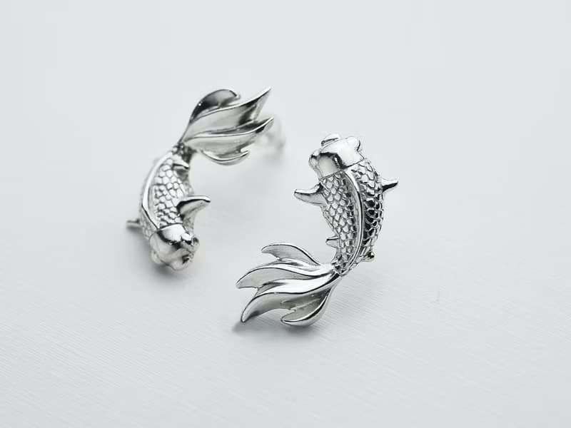 金魚 年年有餘 | 立體耳環 925純銀 手工銀飾 情人禮物 生日禮物