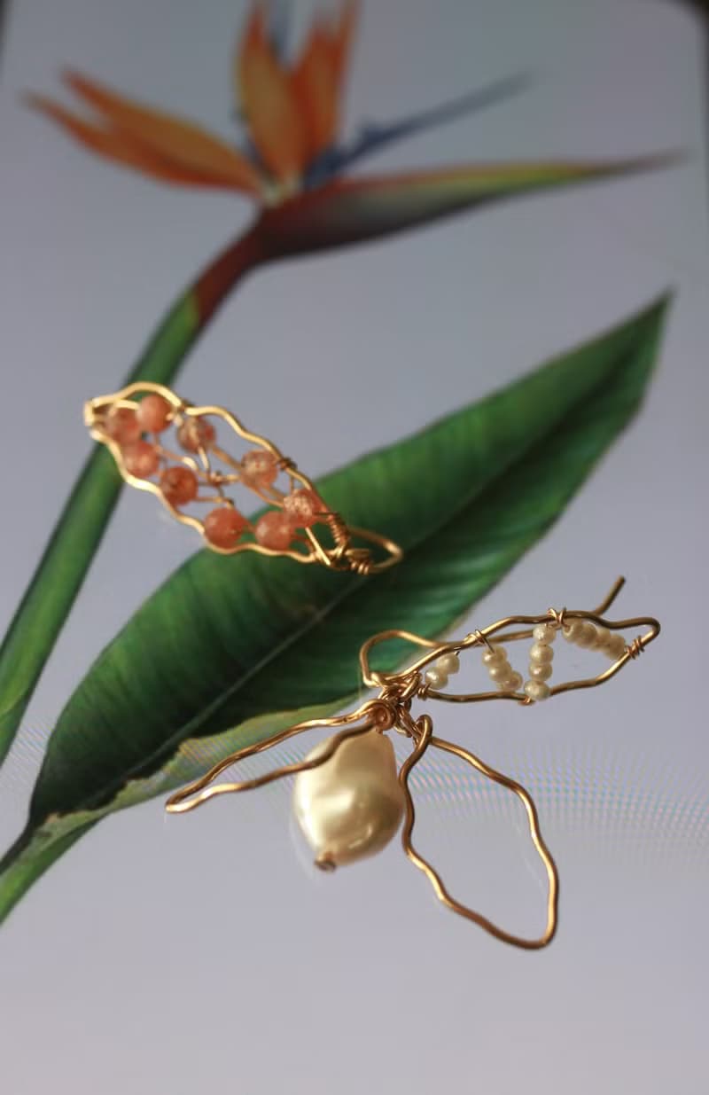 【聖誕飾品】都市雨林大探索 天堂鳥之翼 淡水珍珠/日光石14k包