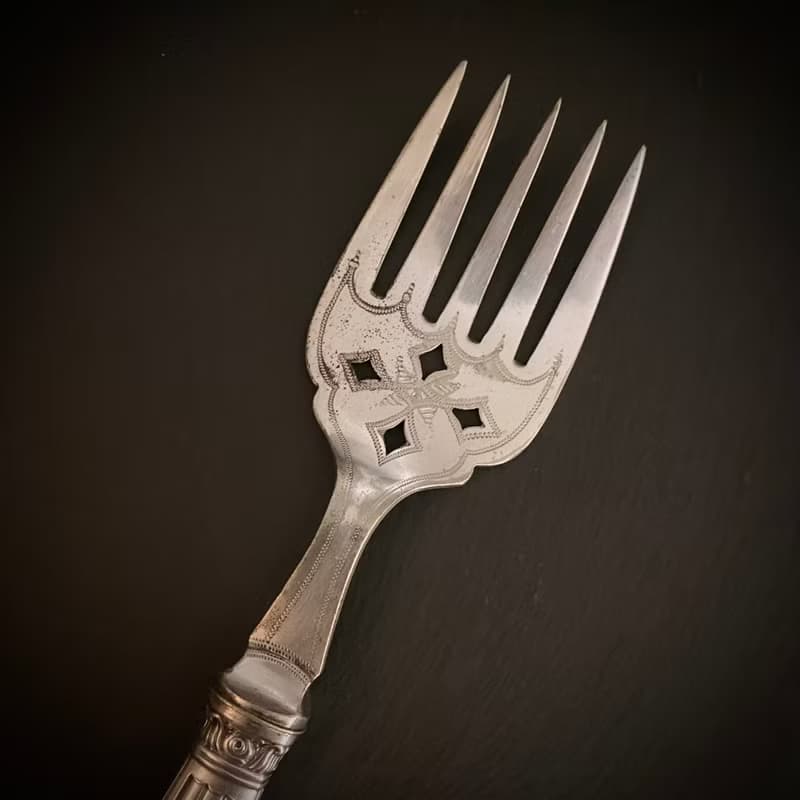 英國鍍銀大型分食餐叉