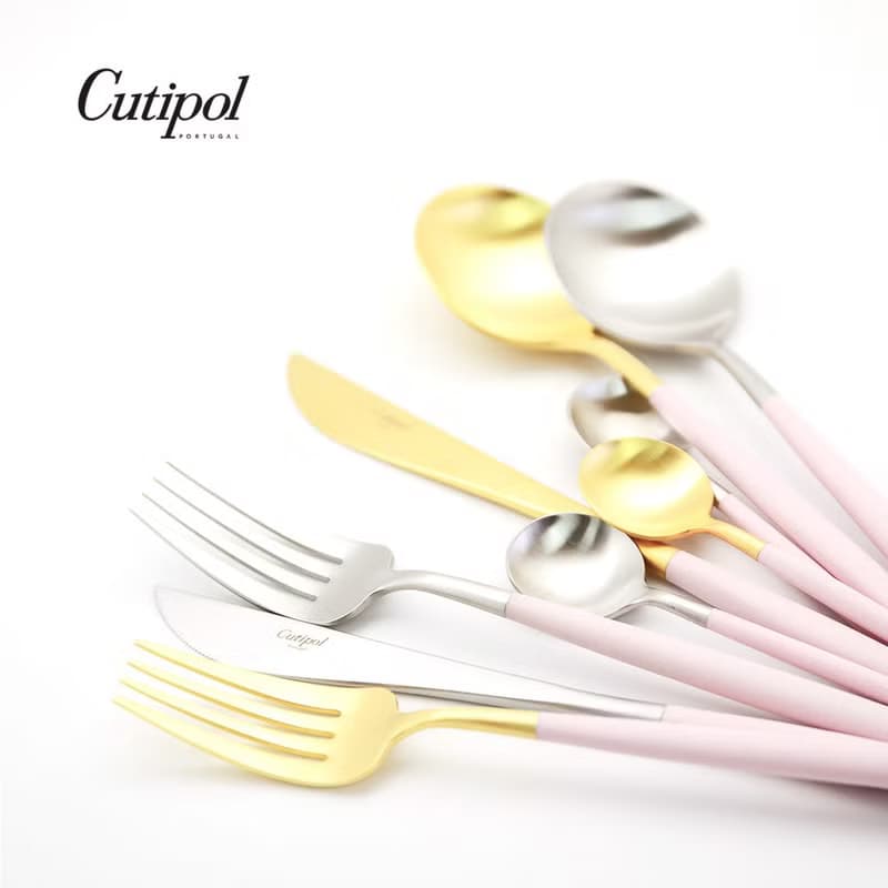 葡萄牙Cutipol GOA系列粉紅柄18cm點心匙