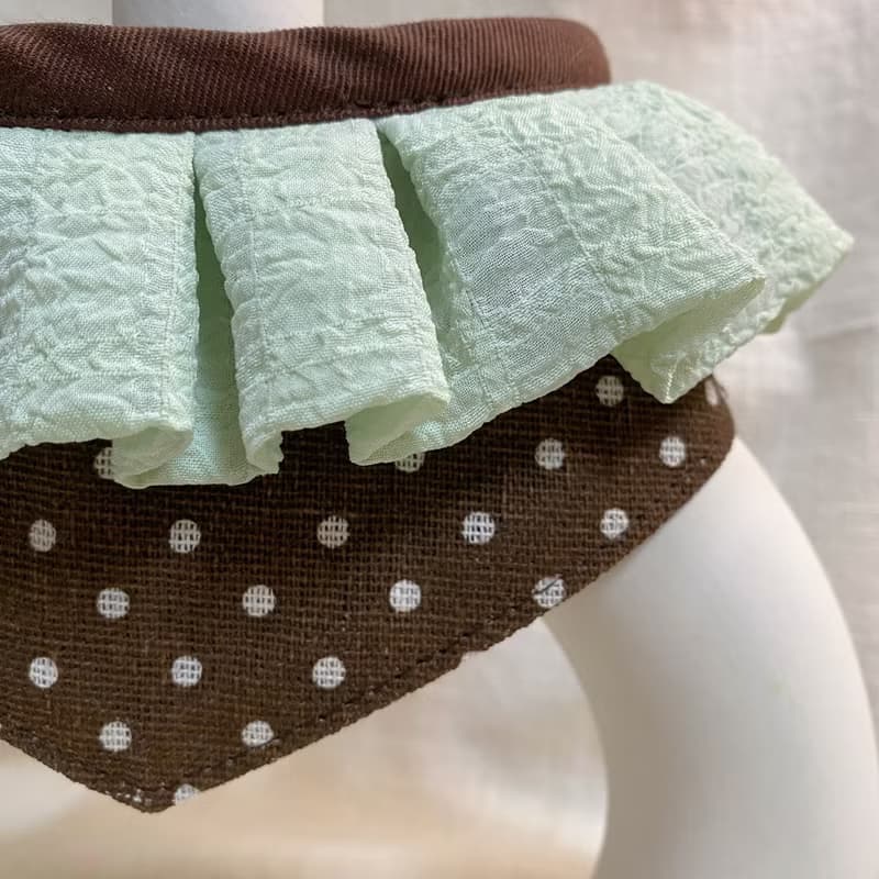 發裁手作。Facai Handmade 寵物領巾 毛孩瑪格領_薄荷巧克力
