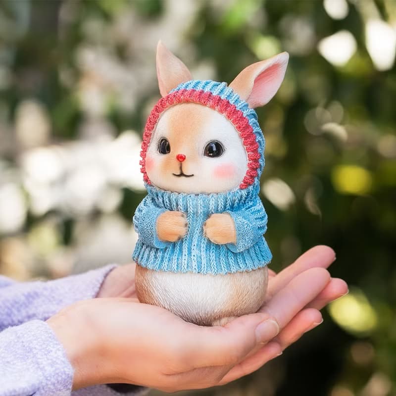 デバリエ ウサギ 置物 インテリア ガーデニング オーナメント レジン製 ニット帽 誕生日プレゼント 女性 ギフト 最適なプレゼント 正規品 cb014d