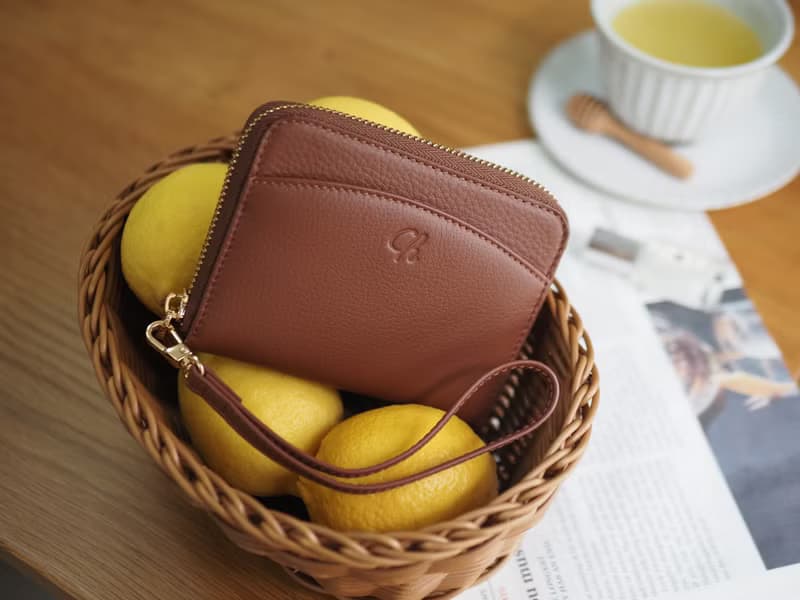 Charm (Rust brown) : Medium Zip Wallet, Short wallet, Cow Leather, Brown
