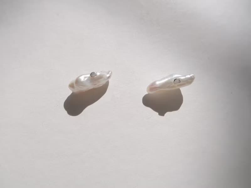 925純銀 雲端日出 不規則形珍珠 耳環 耳夾 一對