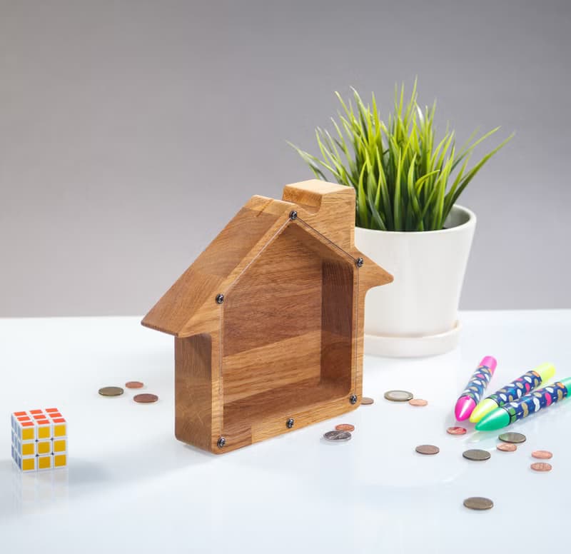 Personalized piggy bank for little girls HOME Wood toy for kids Wedding gifts