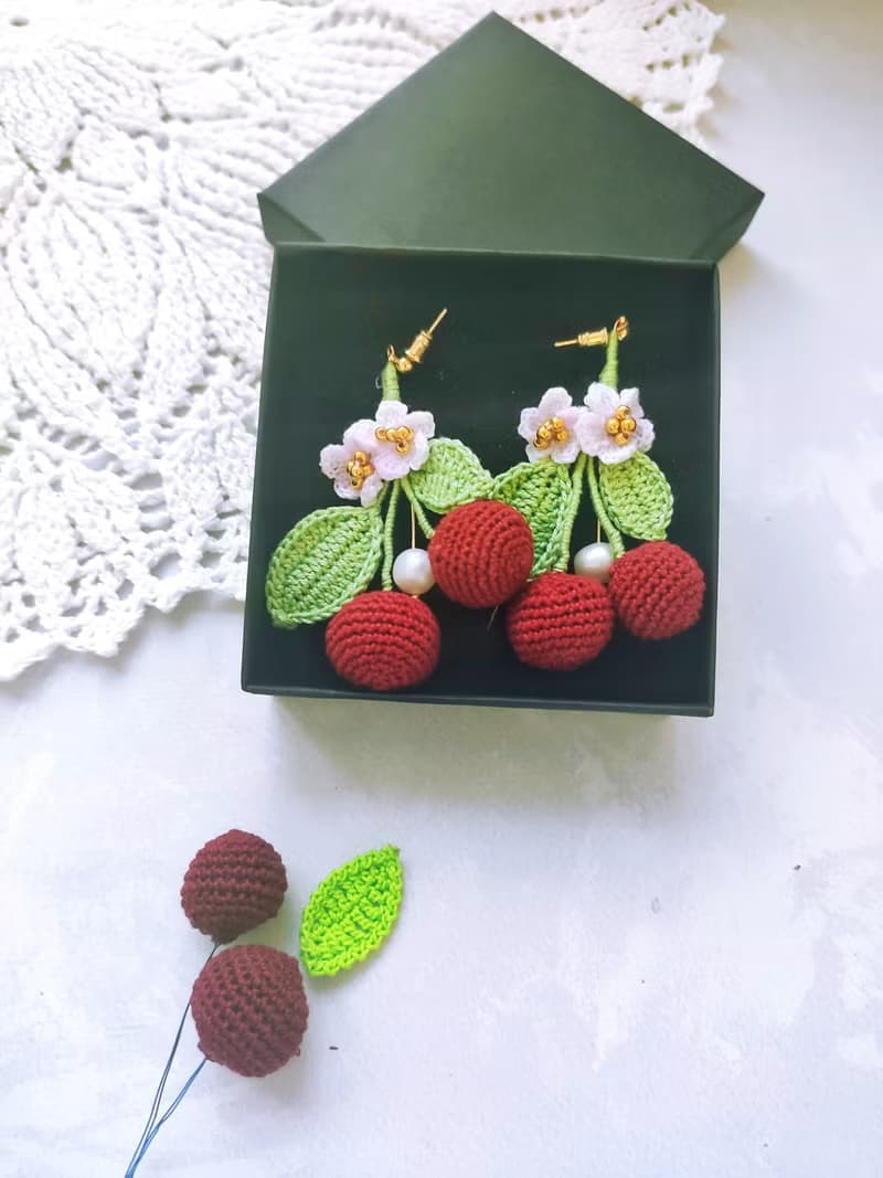 櫻桃耳環 櫻桃耳環 紅櫻桃耳環吊墜 水果飾品