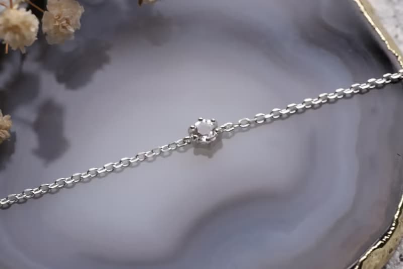 白水晶925純銀簡約六爪手鍊