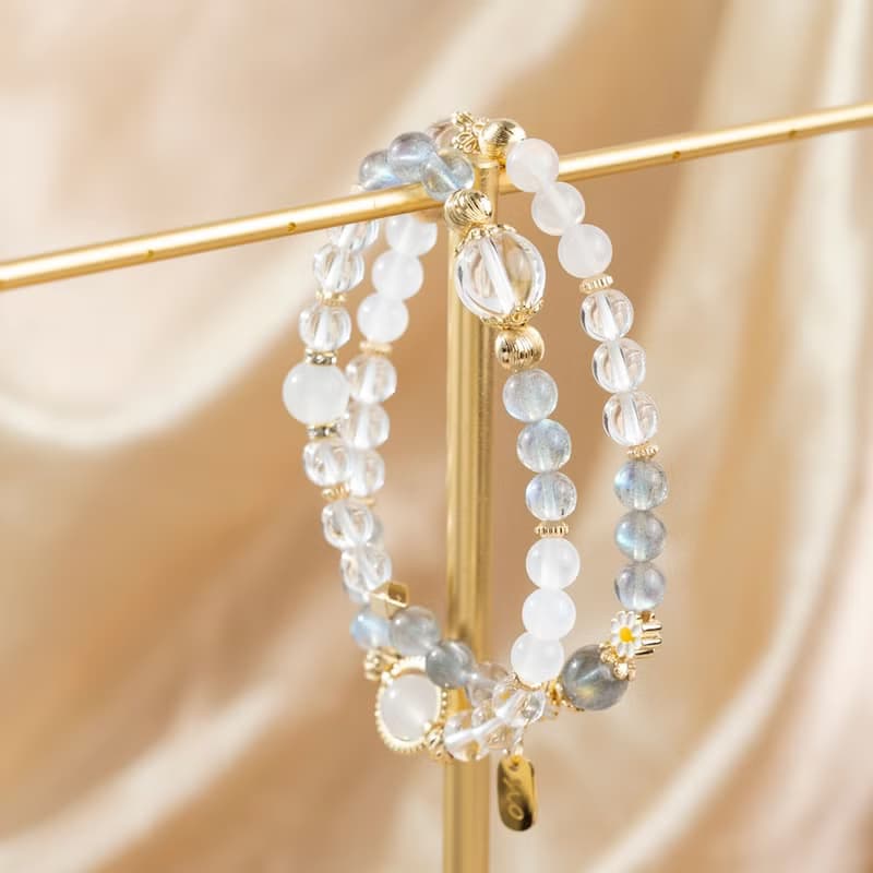 【纏綿】山荷仙境-白水晶白瑪瑙月光石手鍊