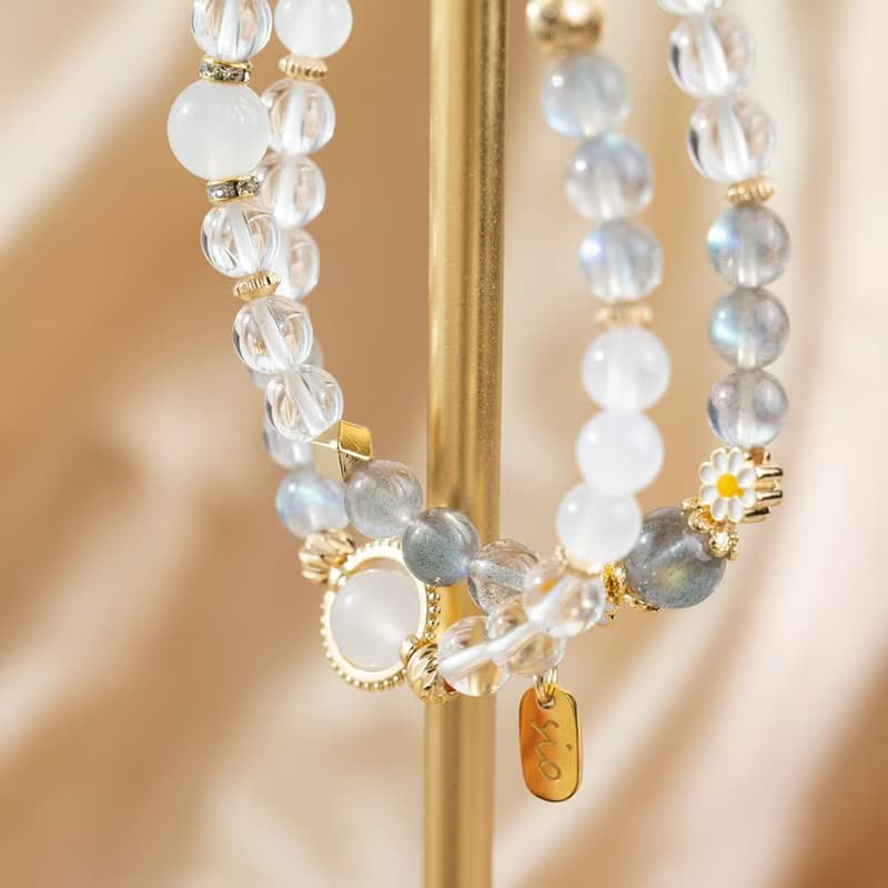 【纏綿】山荷仙境-白水晶白瑪瑙月光石手鍊