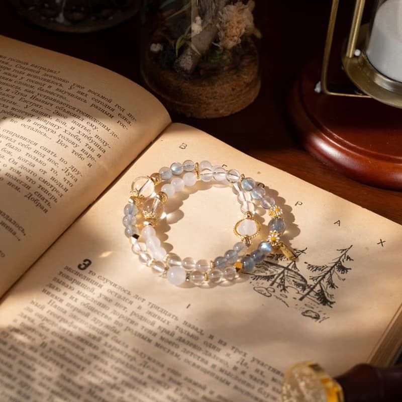 【纏綿】山荷仙境-白水晶白瑪瑙月光石手鍊