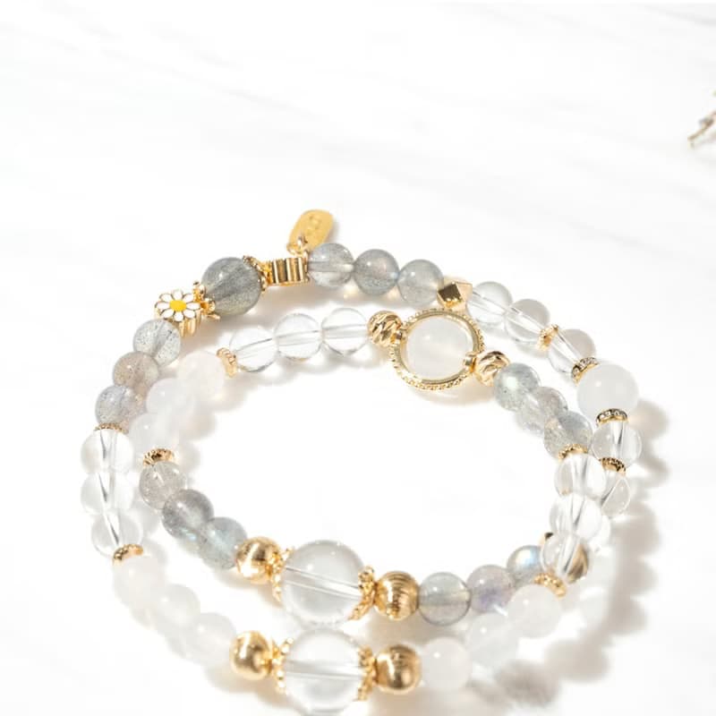 【纏綿】山荷仙境-白水晶白瑪瑙月光石手鍊