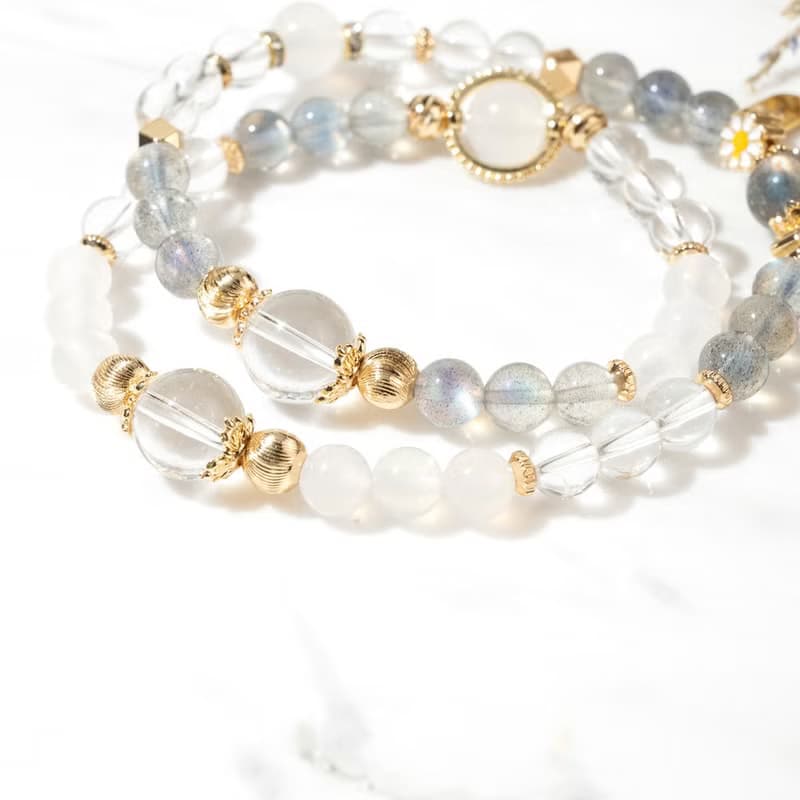 【纏綿】山荷仙境-白水晶白瑪瑙月光石手鍊