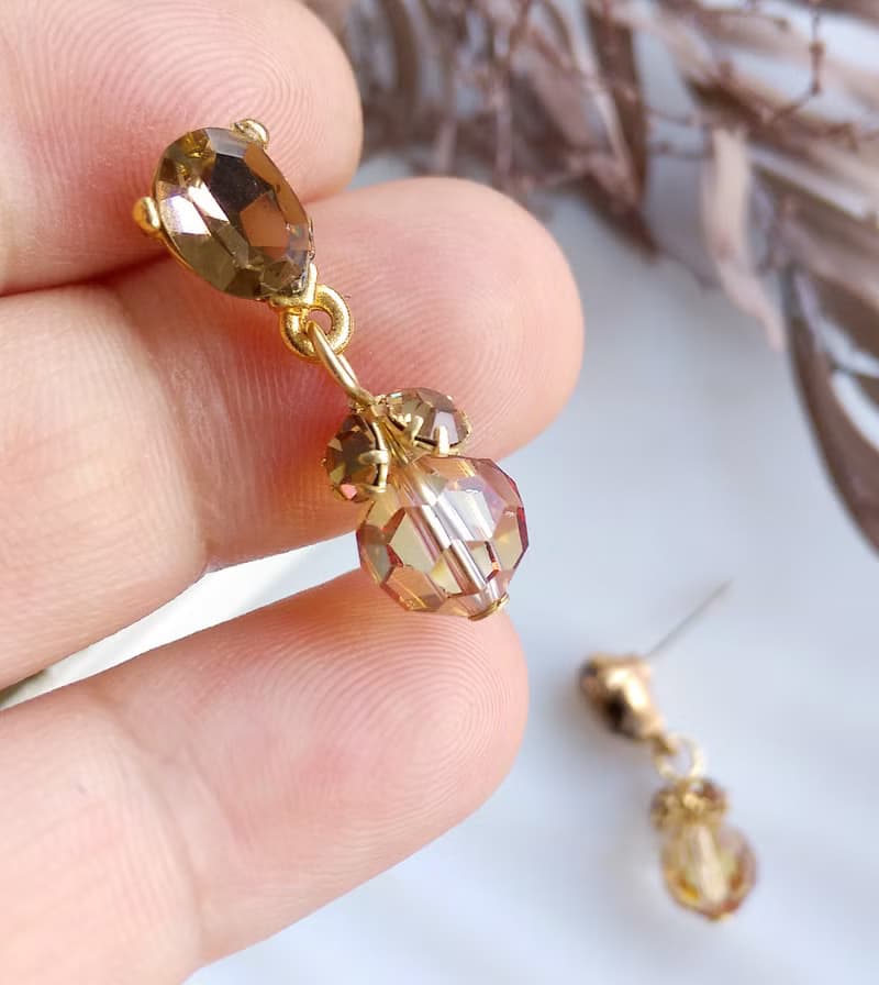Vintage Jewelry 西洋古董飾品 秀氣 茶色系 小巧可愛   針式耳環