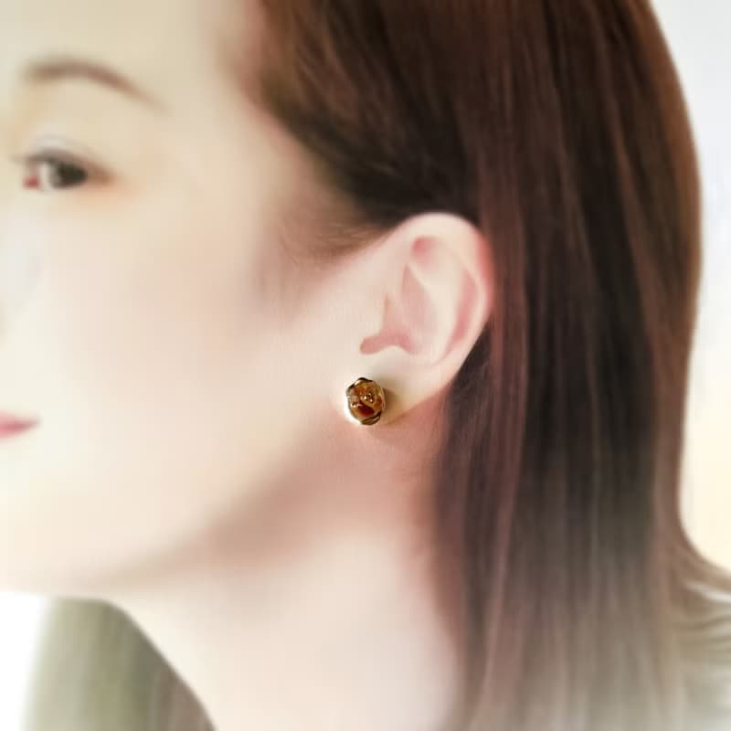 華やか パール 天然石 サードオニキス 金継ぎ ピアス イヤリング ノンホールピアス ゴールド 金 8月誕生石 オニキス ギフト プレゼント 贈り物 オレンジ