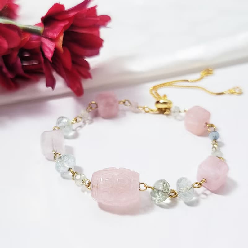 天然 綠柱石 摩根石 海藍寶 事業 彩虹 人緣 貴人 手鍊 獨家 禮物