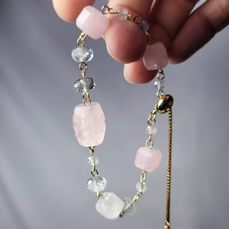 天然 綠柱石 摩根石 海藍寶 事業 彩虹 人緣 貴人 手鍊 獨家 禮物