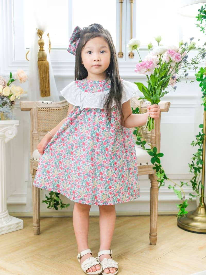 英國LIBERTY FABRICS女童Luna蕾絲雕花拼接洋裝