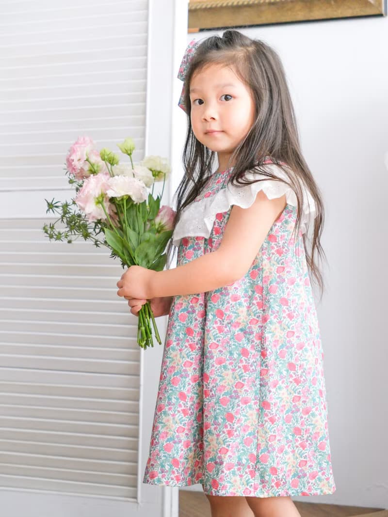 英國LIBERTY FABRICS女童Luna蕾絲雕花拼接洋裝