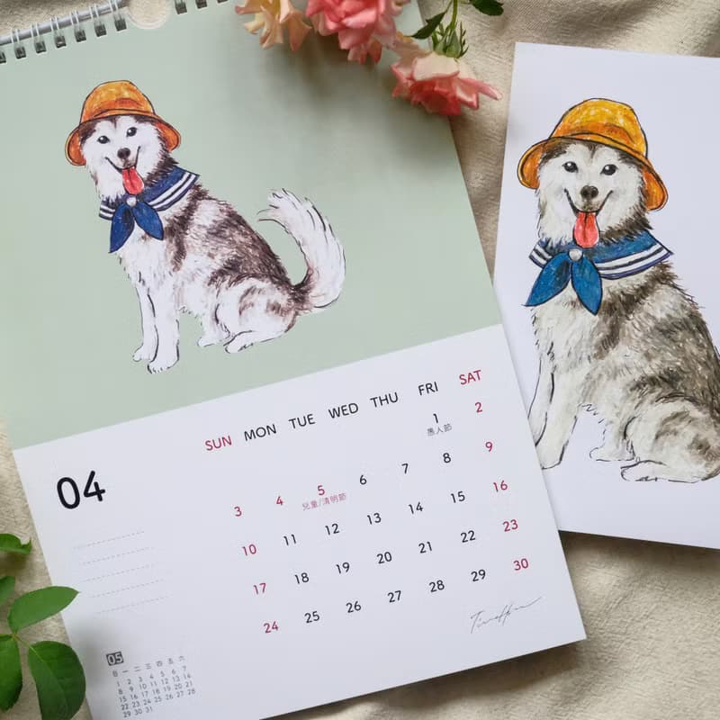 【聖誕禮物】2022 貓犬月曆 節慶插畫 Design by Tinne Hsu