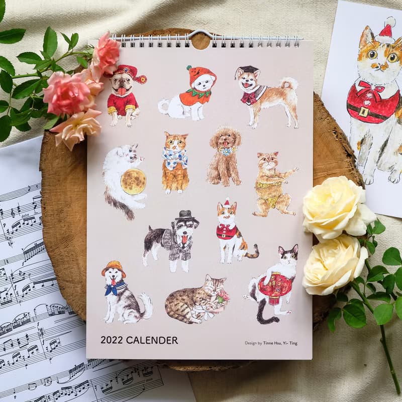 【聖誕禮物】2022 貓犬月曆 節慶插畫 Design by Tinne Hsu