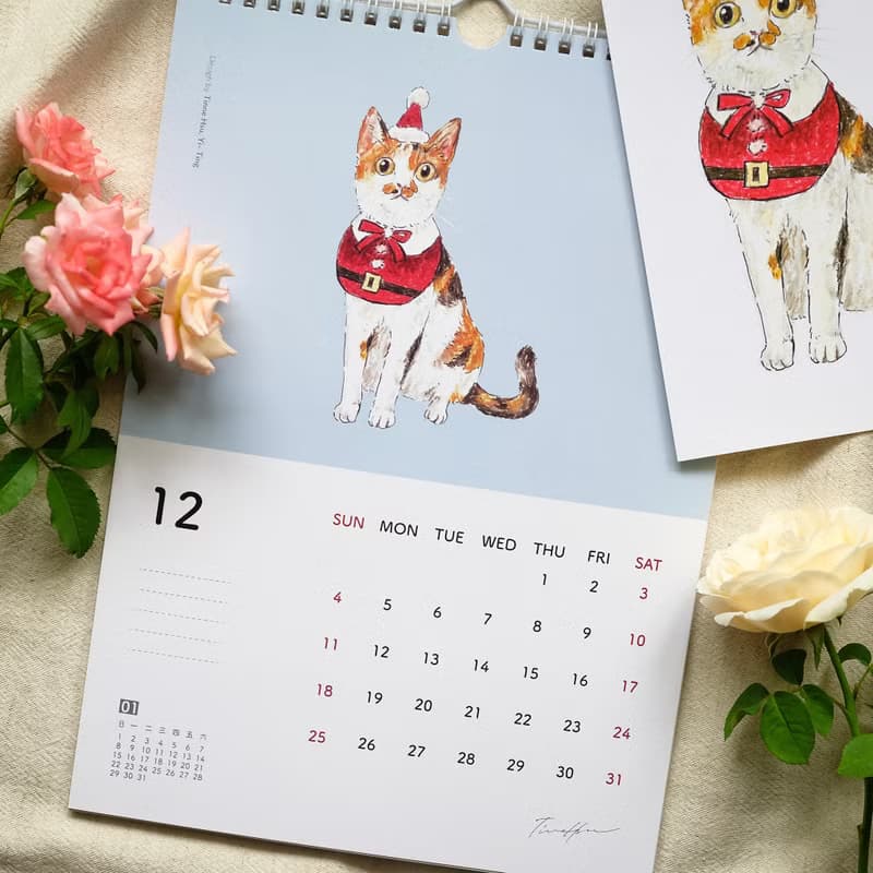 【聖誕禮物】2022 貓犬月曆 節慶插畫 Design by Tinne Hsu