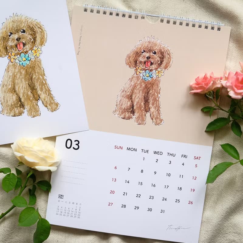 【聖誕禮物】2022 貓犬月曆 節慶插畫 Design by Tinne Hsu