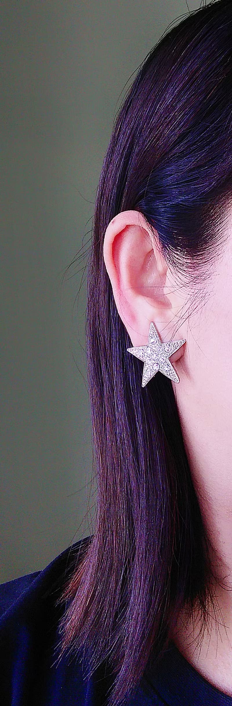 【西洋古董飾品 】白鑽 星星 貼耳 夾式耳環