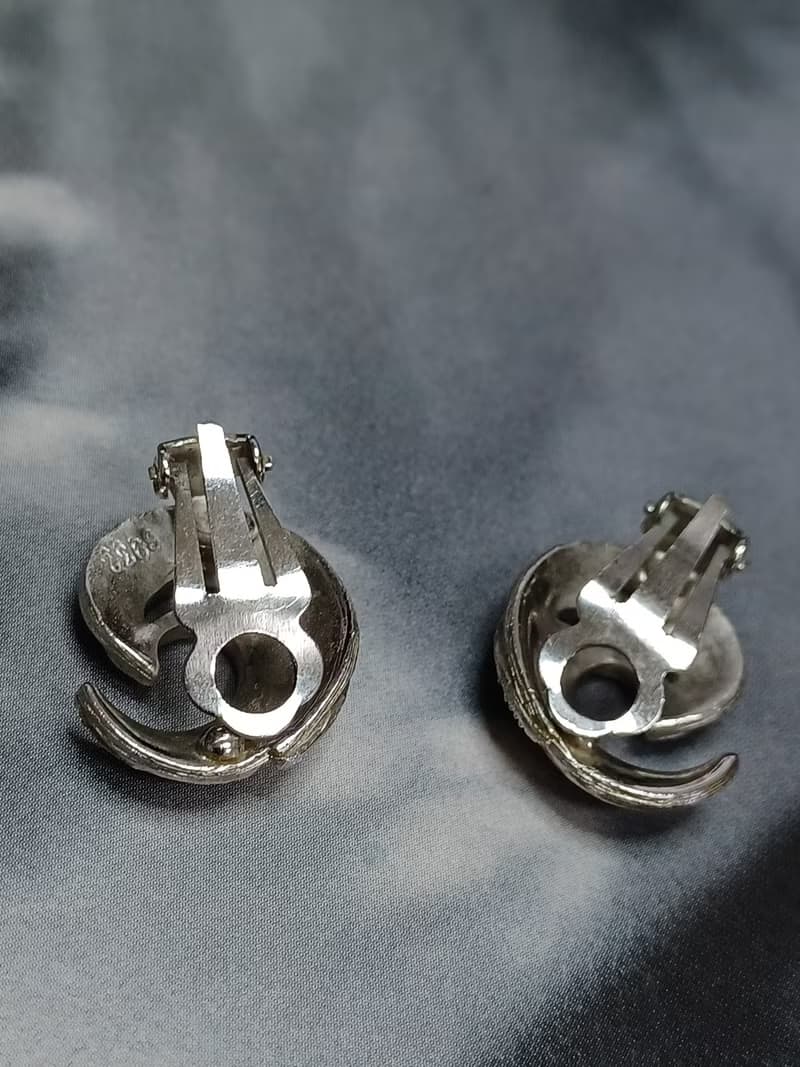 vintage jewelry  古董銀製漩渦 夾式耳環