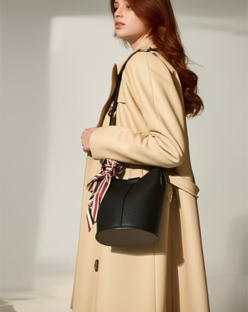 Tosca | Ribbon Black Bag - 拉鏈包 斜孭包 手袋 手提袋 - 黑