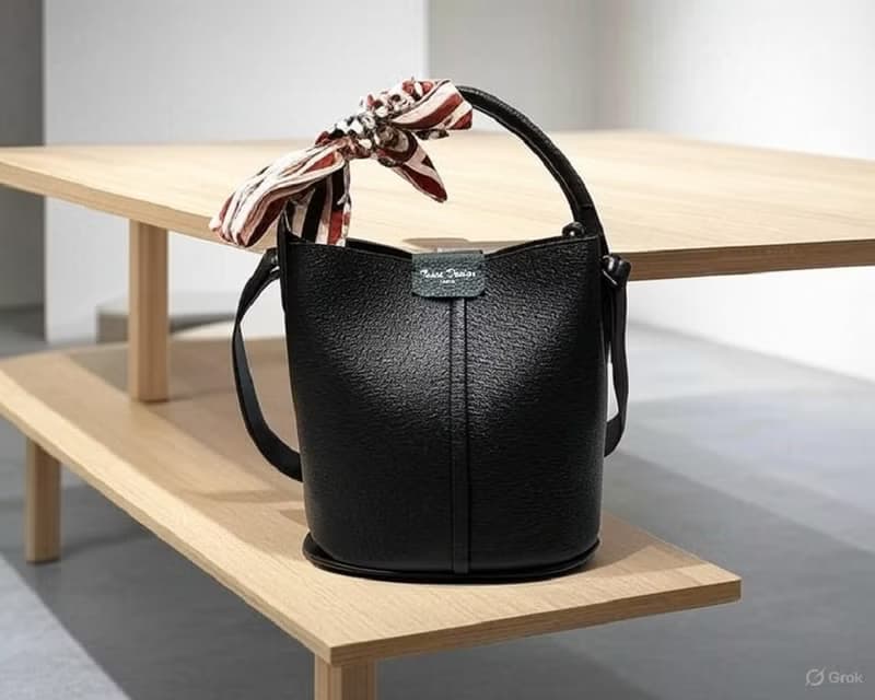 Tosca | Ribbon Black Bag - 拉鏈包 斜孭包 手袋 手提袋 - 黑