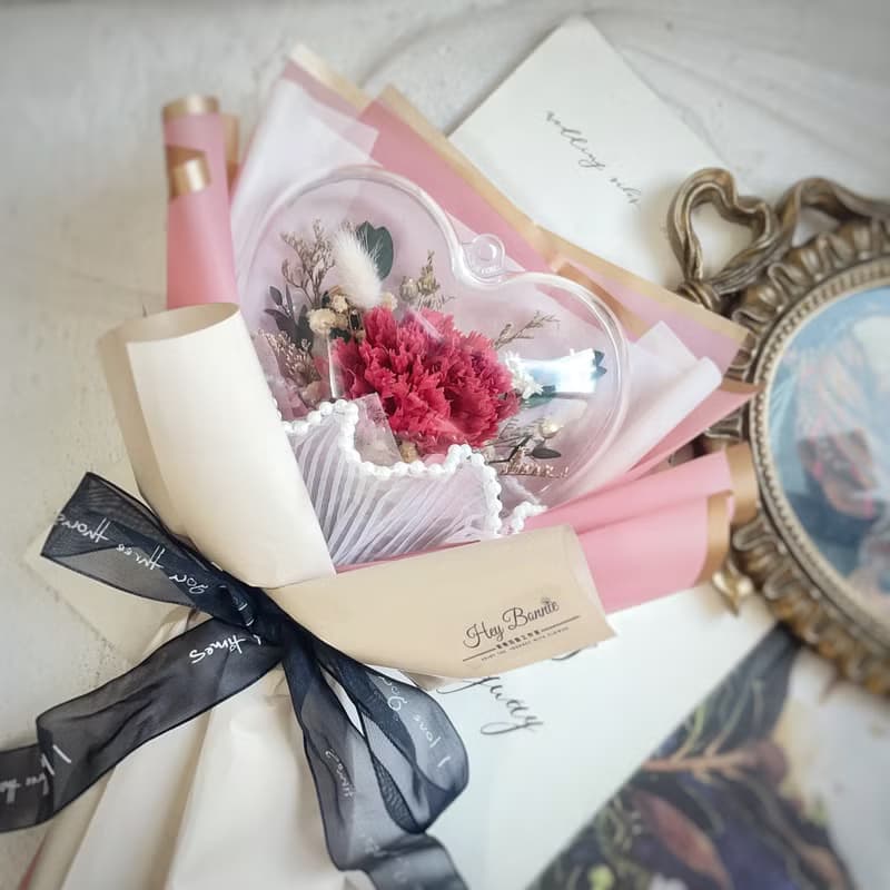 一心一意愛心波波球永生玫瑰花束 母親節 情人節 生日 送禮  求婚