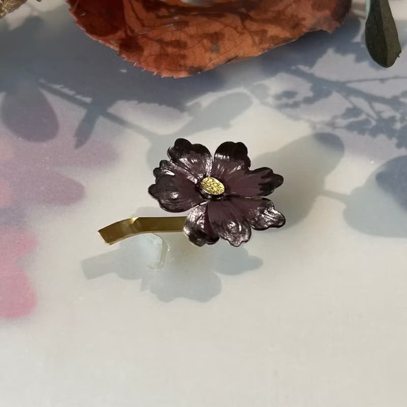 真鍮チョコレート秋桜ヘアゴム