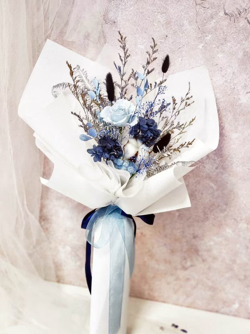 海沫永生玫瑰花束 情人節花束 求婚花束 藍色玫瑰花束