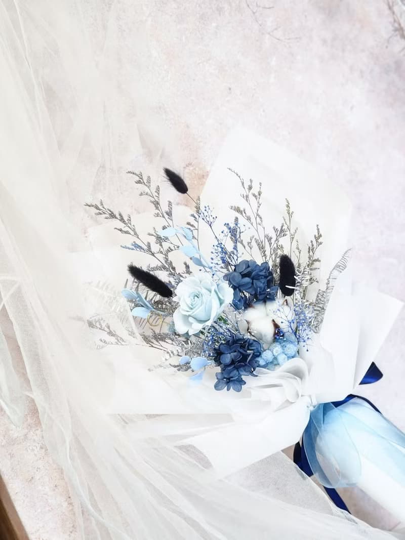 海沫永生玫瑰花束 情人節花束 求婚花束 藍色玫瑰花束