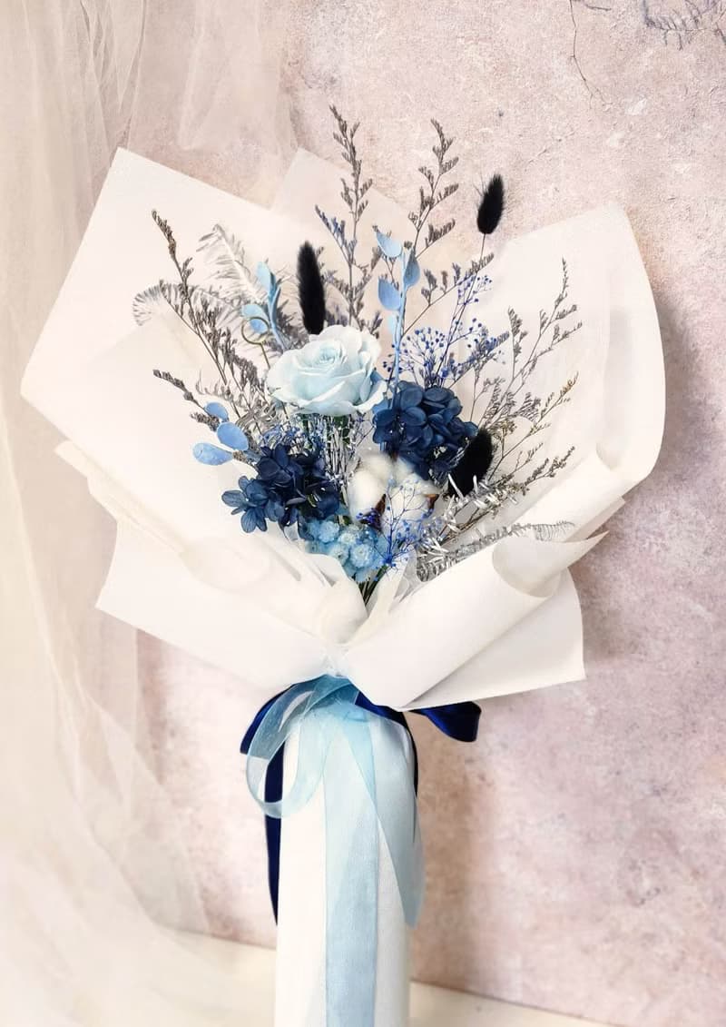 海沫永生玫瑰花束 情人節花束 求婚花束 藍色玫瑰花束