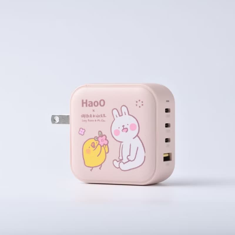 HaoO 懶散兔啾先生聯名 100W 氮化鎵PD+QC充電器 | 4孔快充