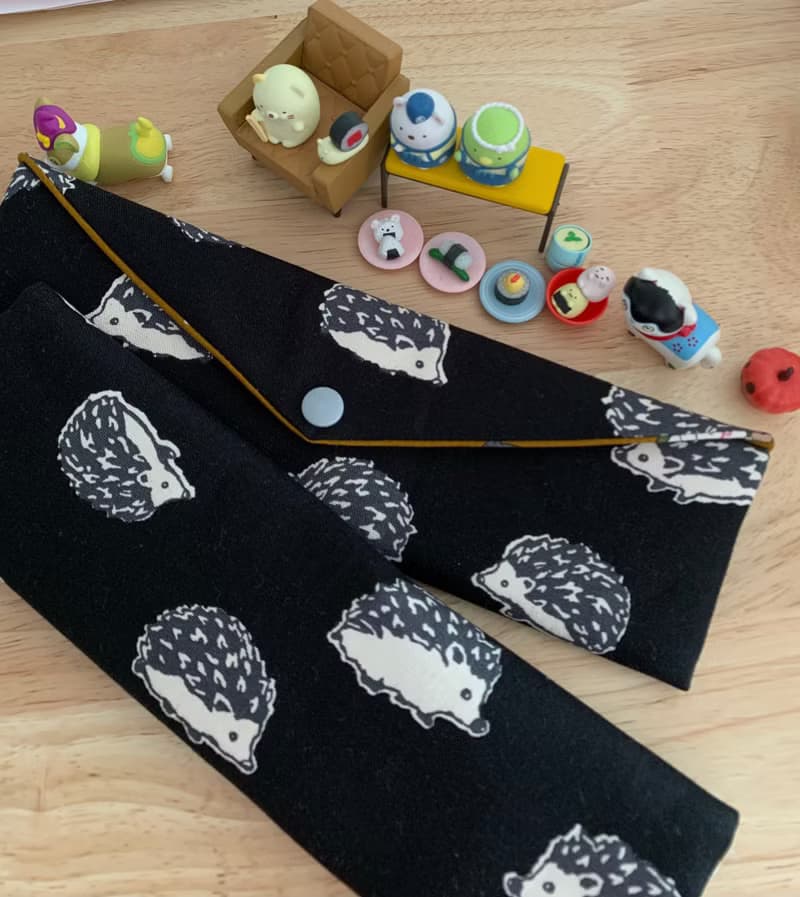 文青風環保純棉筷袋 萌萌噠小刺蝟 酷帥夜黑 日本 潮物 收納 手