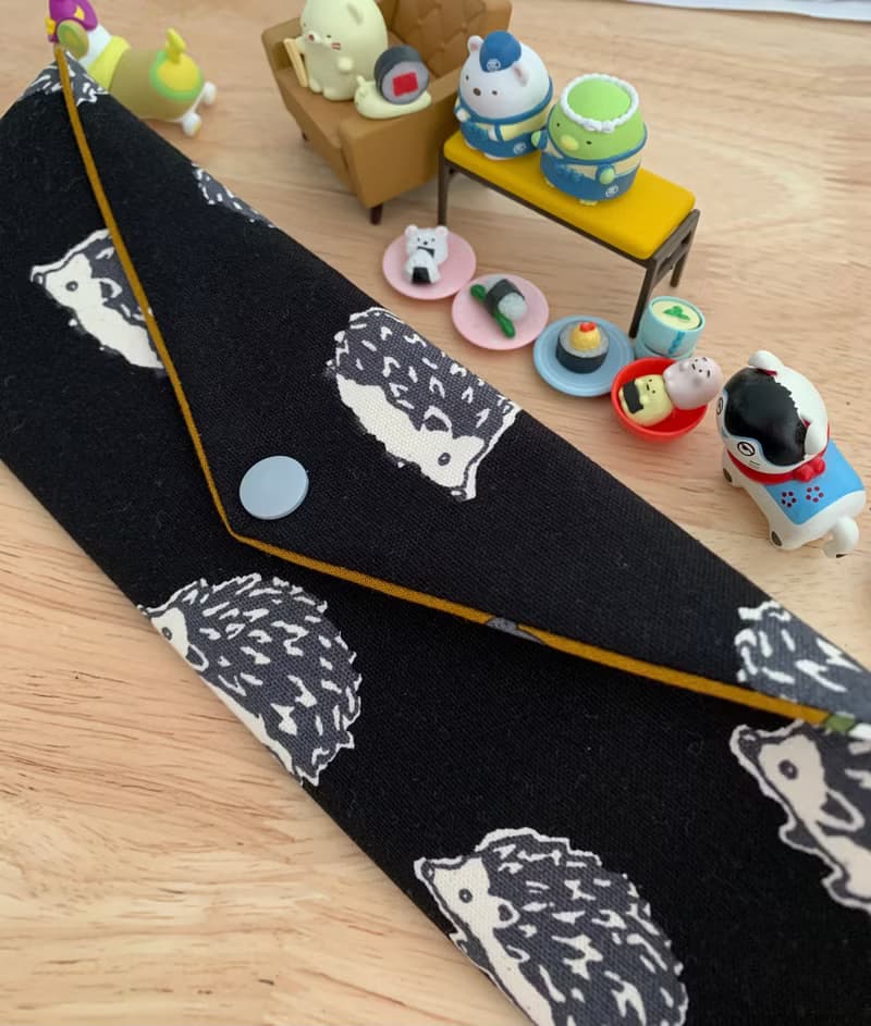 文青風環保純棉筷袋 萌萌噠小刺蝟 酷帥夜黑 日本 潮物 收納 手