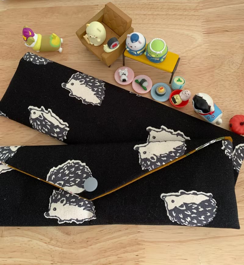 文青風環保純棉筷袋 萌萌噠小刺蝟 酷帥夜黑 日本 潮物 收納 手