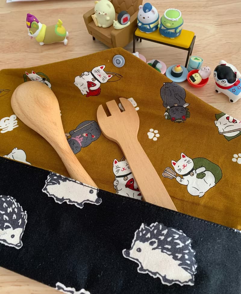 文青風環保純棉筷袋 萌萌噠小刺蝟 酷帥夜黑 日本 潮物 收納 手