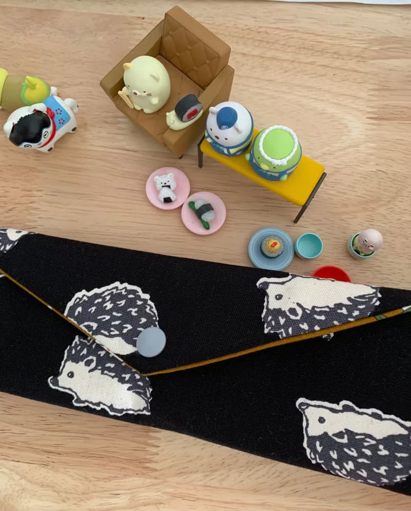 文青風環保純棉筷袋 萌萌噠小刺蝟 酷帥夜黑 日本 潮物 收納 手