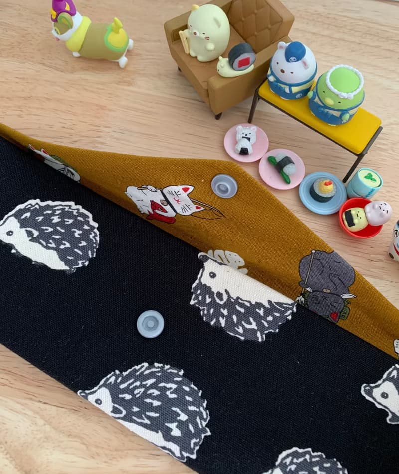 文青風環保純棉筷袋 萌萌噠小刺蝟 酷帥夜黑 日本 潮物 收納 手