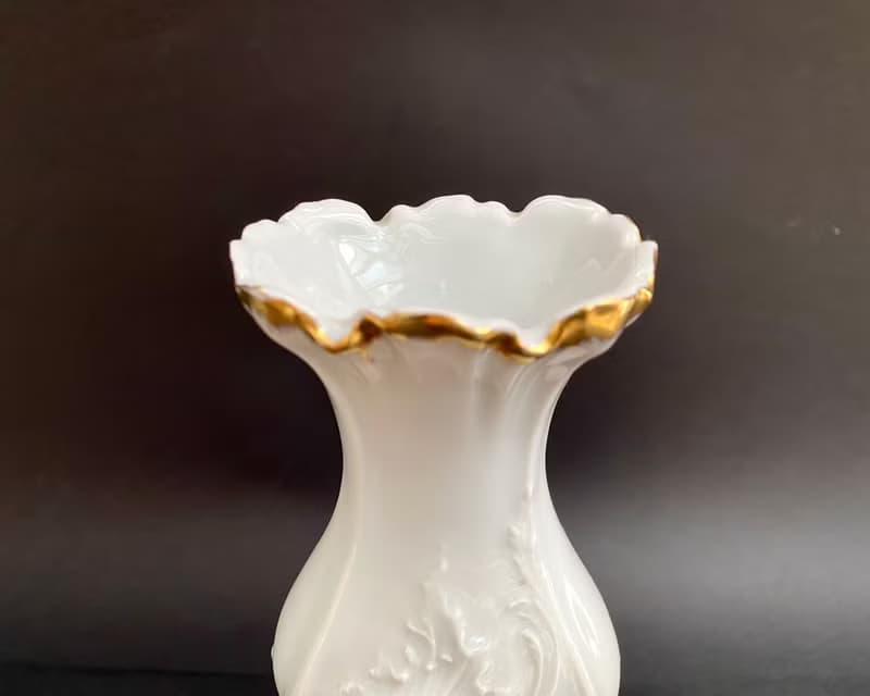 1980 年代法國手繪花卉和金色裝飾利摩日花瓶